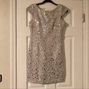 Adrianna Papell Sequined Lace Sheath Dress